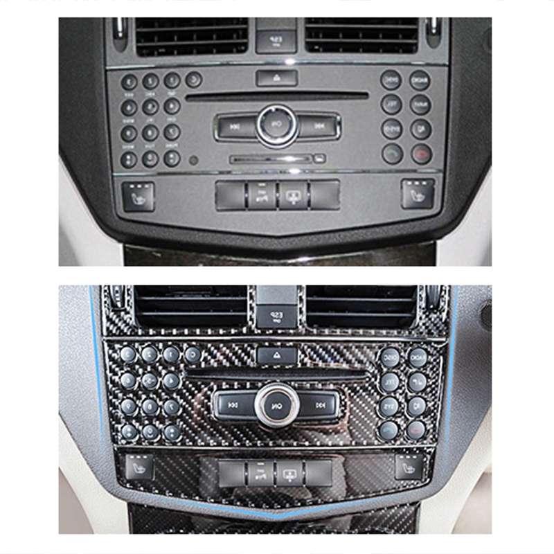 2 PCS Car CD Adjustment Frame Carbon Fiber Decorative Sticker for Mercedes-Benz W204 2007-2010, Righ