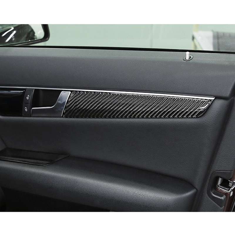 4 PCS Car Door Panel Carbon Fiber Decorative Sticker for Mercedes-Benz W204 2007-2013
