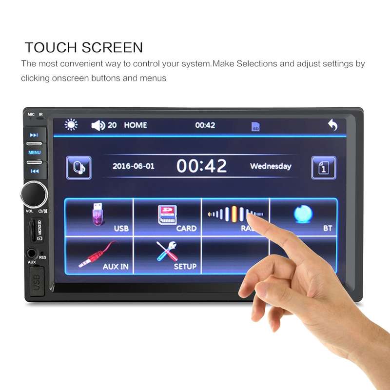 7018B 7.0 inch HD Touch Screen Dual DIN Car Radio Bluetooth Stereo MP3 / MP4 / MP5 Player with Remot