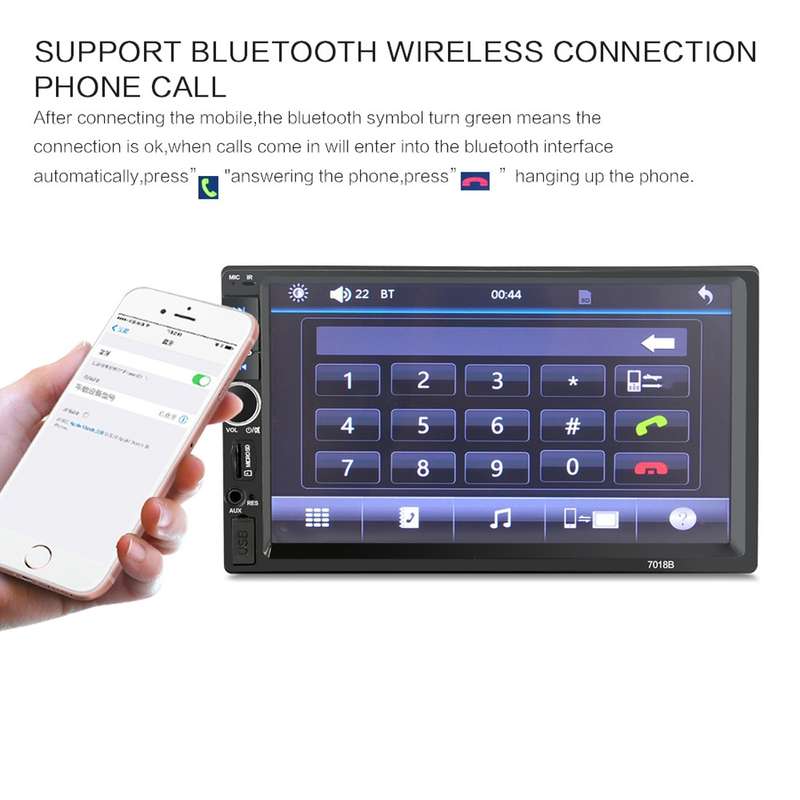 7018B 7.0 inch HD Touch Screen Dual DIN Car Radio Bluetooth Stereo MP3 / MP4 / MP5 Player with Remot