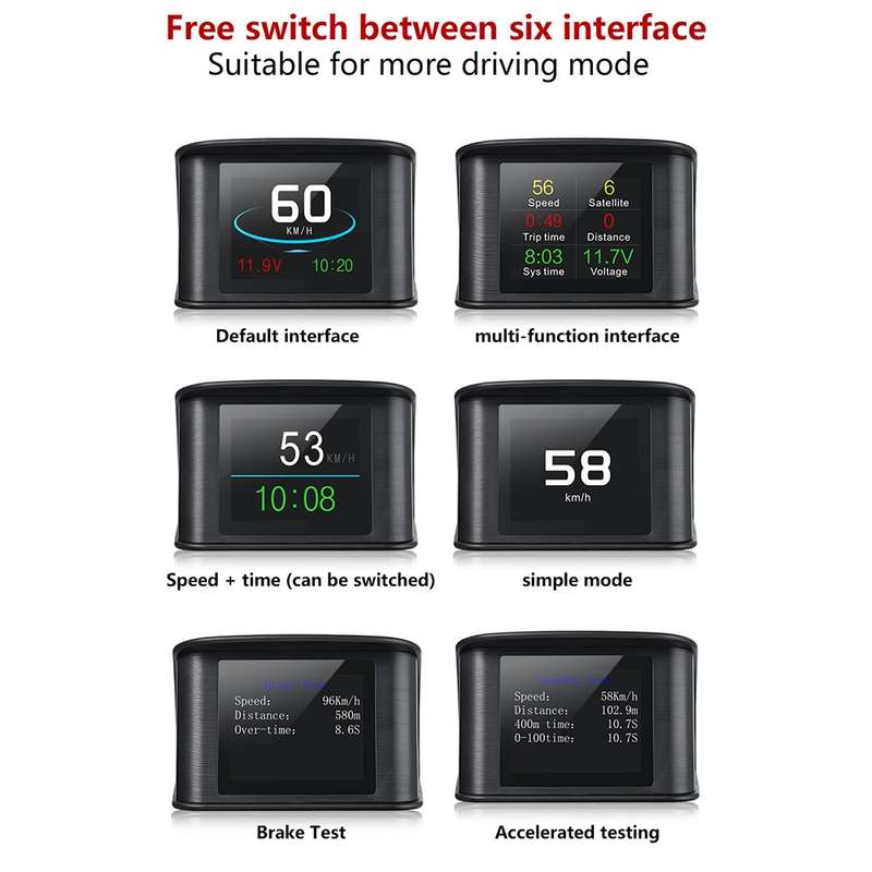 T600 HUD 2.2 inch Car GPS Smart Digital Meter with TFT LCD Multi-color, Speed & Driving Distance / T