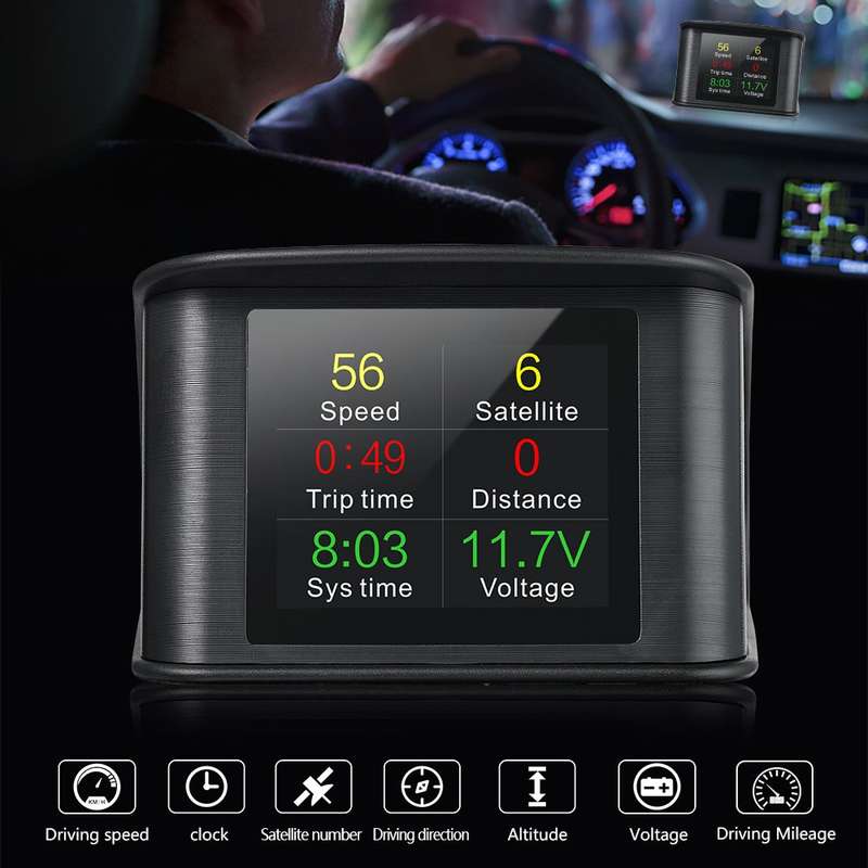 T600 HUD 2.2 inch Car GPS Smart Digital Meter with TFT LCD Multi-color, Speed & Driving Distance / T