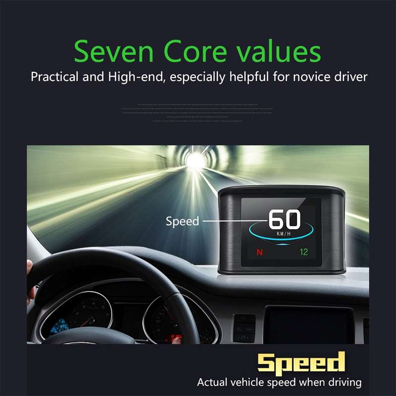T600 HUD 2.2 inch Car GPS Smart Digital Meter with TFT LCD Multi-color, Speed & Driving Distance / T