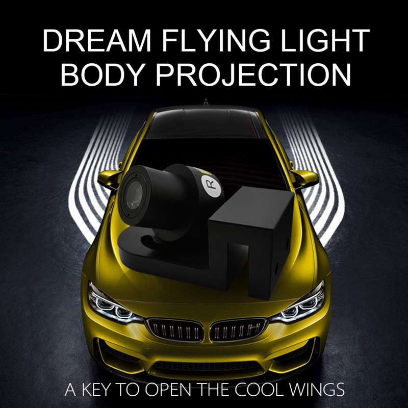 2 PCS DC 8-36V Ghost Shadow Courtesy Angel Wings Projection Lamp Car Door LED Welcome Lights(Ice Blu