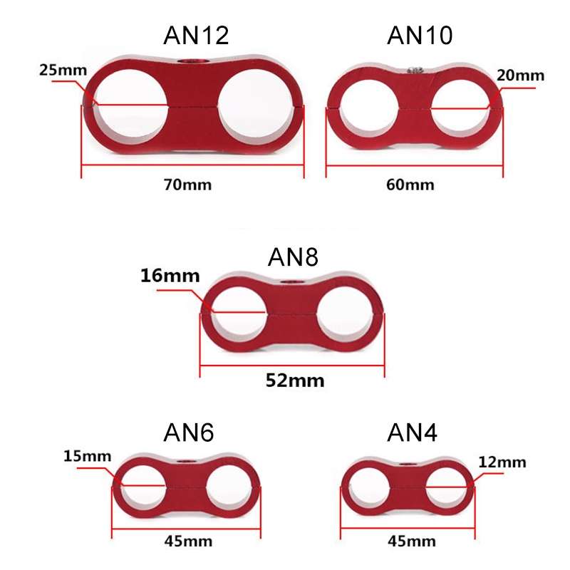 AN10 Automotive 2-hole High Pressure Tubing Fixing Clip Car Tubing Clamp Aluminum Alloy Clip Tubing