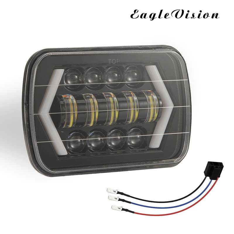 7 inch H4 DC 9V-30V 3000LM 6000K 30W IP67 8LED Lamp Beads Car Square Shape LED Headlight Lamps for J