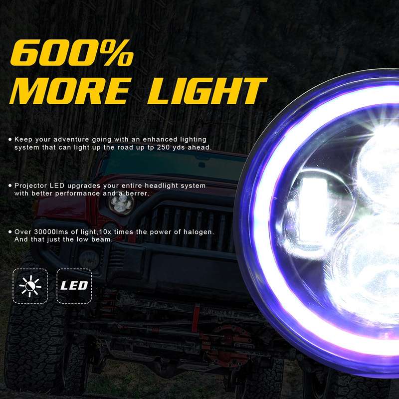 7 inch H4 / H13 DC 9V-30V 3000LM 6000K 30W IP67 4LED Lamp Beads Car Round Shape LED Headlight Lamps