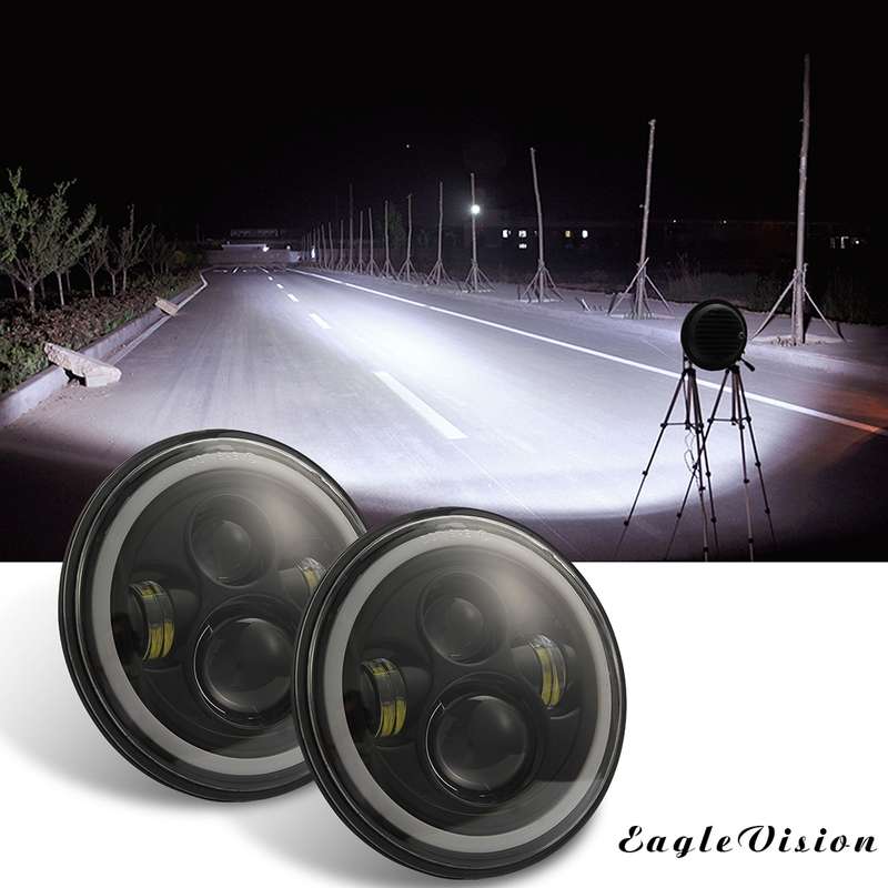 7 inch H4 / H13 DC 9V-30V 3000LM 6000K 30W IP67 4LED Lamp Beads Car Round Shape LED Headlight Lamps