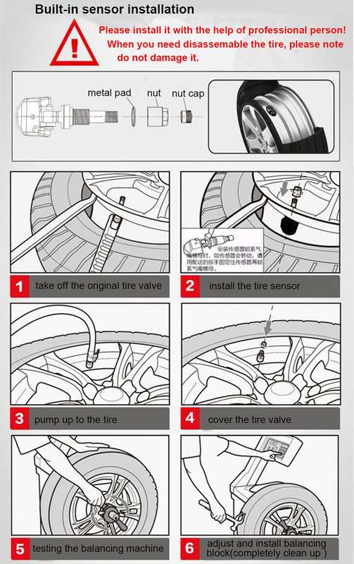 VC601 TPMS 4 Built-in Sensors Tire Pressure Monitoring Alarming System Diagnostic-tool with Bluetoot