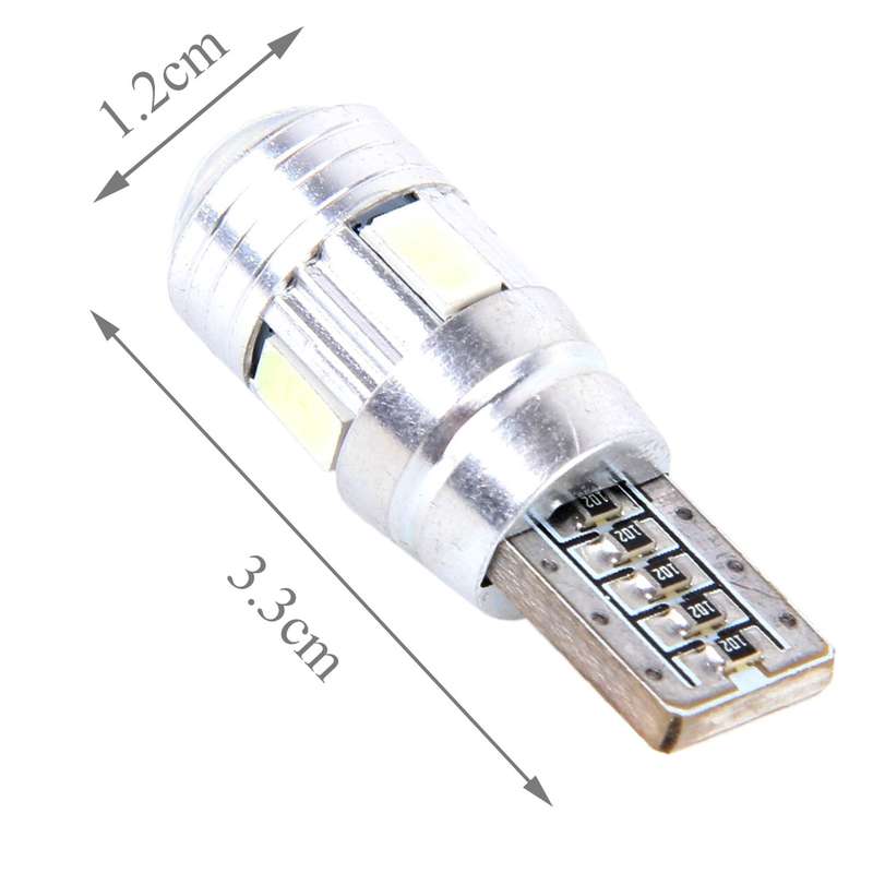 2PCS T10 3W White Light 6 SMD 5630 LED Error-Free Canbus Car Clearance Lights Lamp, DC 12V
