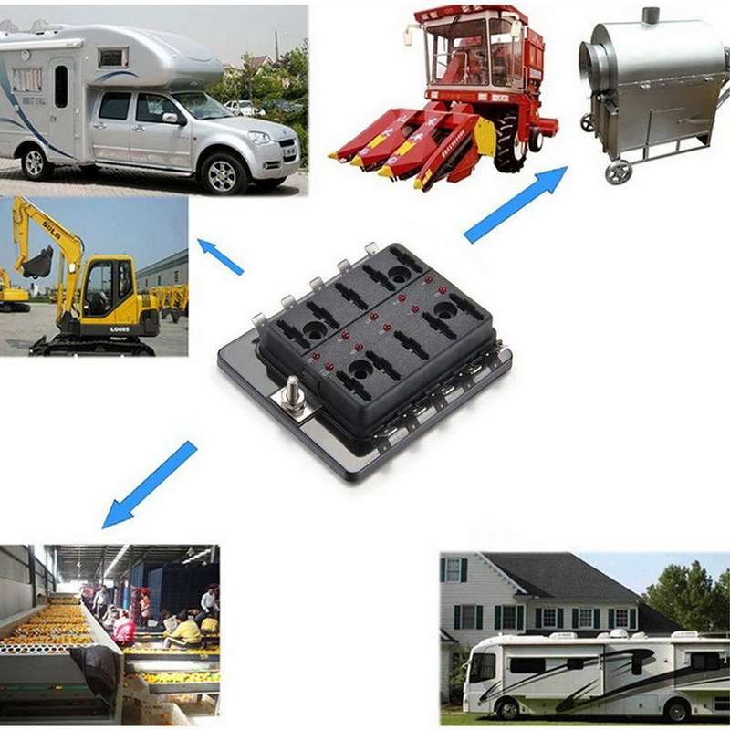 Universal 6 Way Fuse Box Block Fuse Holder Box Car Vehicle Circuit Automotive Blade Tool 6 Way Fuse