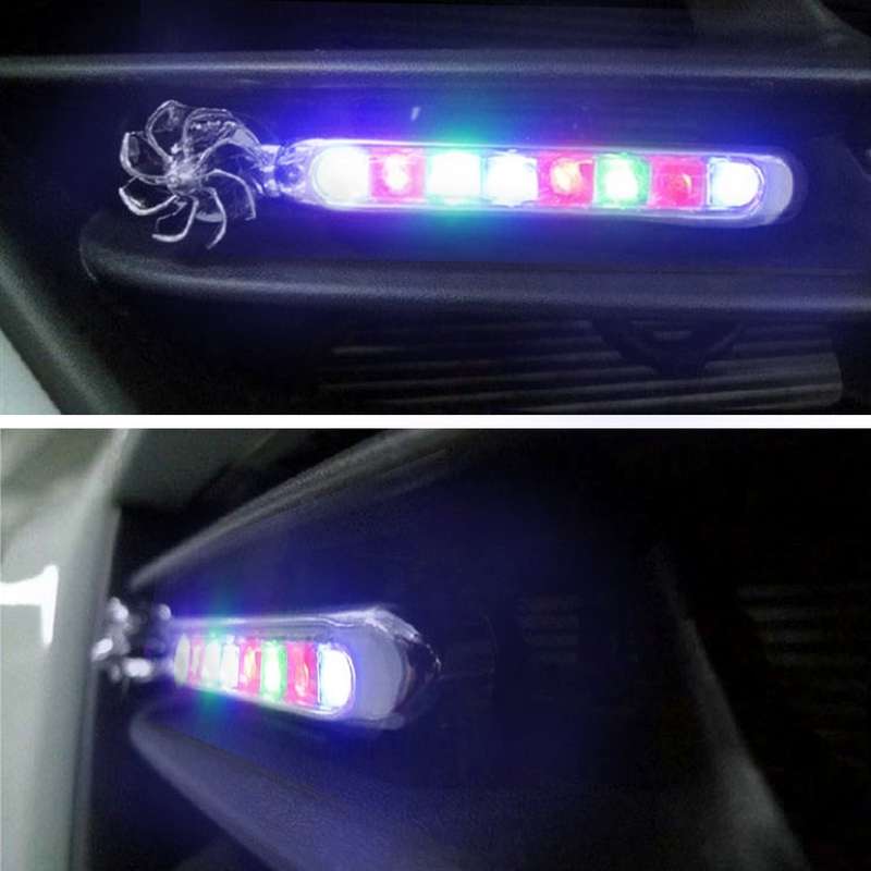 2 PCS 2W 8 Colorful LED Bulbs Wind Powered Decorative Car Lights(Colorful Light)