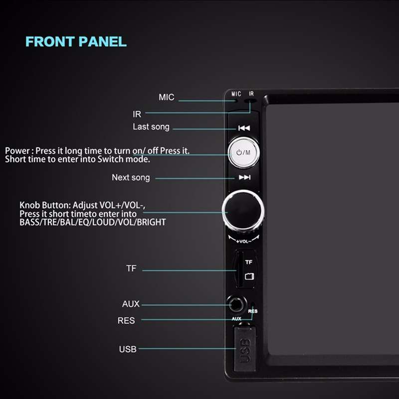 7010B HD 2 Din 7 inch Car Bluetooth Radio Receiver MP5 Player, Support FM & USB & TF Card