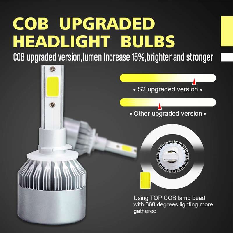 2pcs 880/881 18W 1800LM 6000K Waterproof IP68 Car Auto LED Headlight with 2 COB LED Lamps, DC 9-36V(