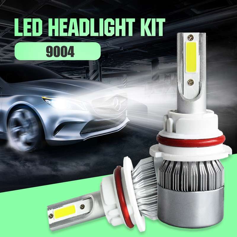 2pcs 9004 18W 1800LM 6000K Waterproof IP68 Car Auto LED Headlight with 2 COB LED Lamps, DC 9-36V(Whi