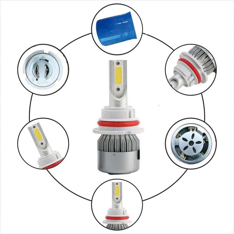 2pcs 9004 18W 1800LM 6000K Waterproof IP68 Car Auto LED Headlight with 2 COB LED Lamps, DC 9-36V(Whi