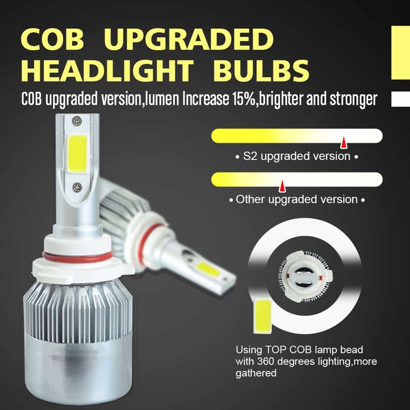 2pcs 9005 18W 1800LM 6000K Waterproof IP68 Car Auto LED Headlight with 2 COB LED Lamps, DC 9-36V(Whi