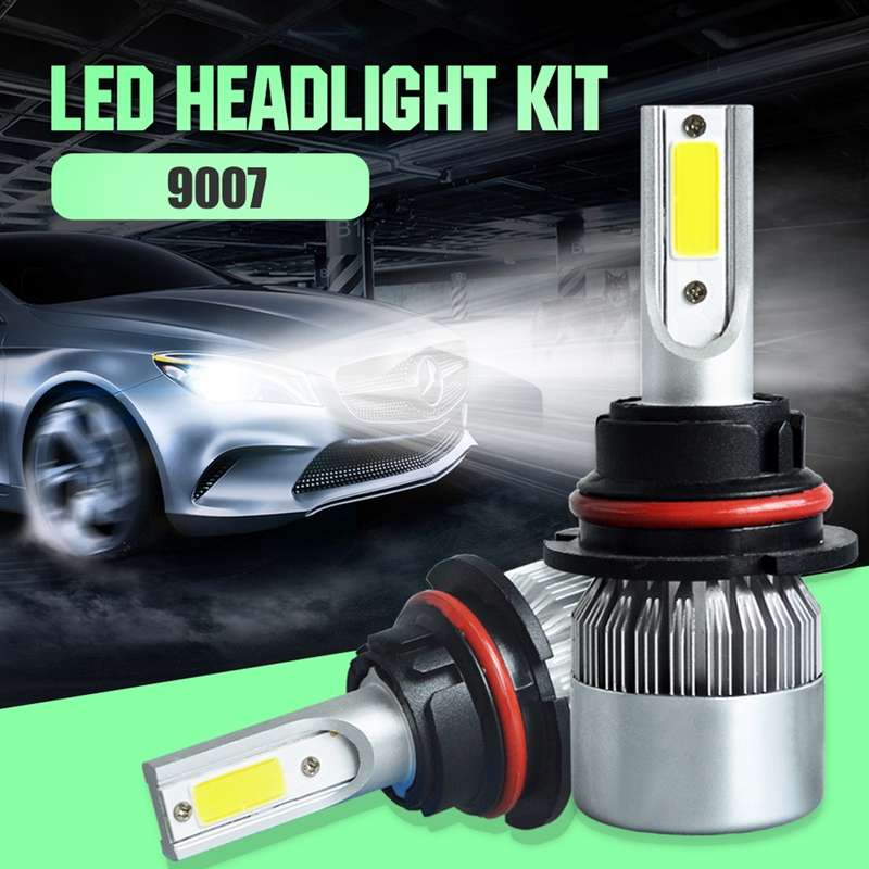 2pcs 9007 18W 1800LM 6000K Waterproof IP68 Car Auto LED Headlight with 2 COB LED Lamps, DC 9-36V(Whi