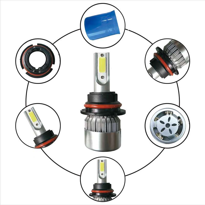 2pcs 9007 18W 1800LM 6000K Waterproof IP68 Car Auto LED Headlight with 2 COB LED Lamps, DC 9-36V(Whi