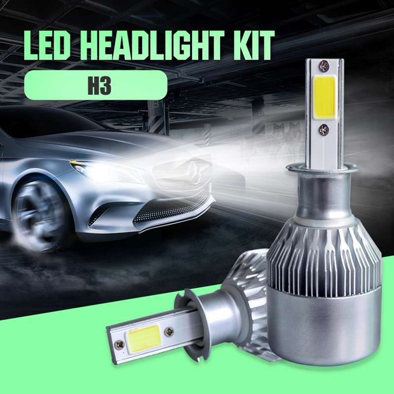 2pcs H3 18W 1800LM 6000K Waterproof IP68 Car Auto LED Headlight with 2 COB LED Lamps, DC 9-36V(White