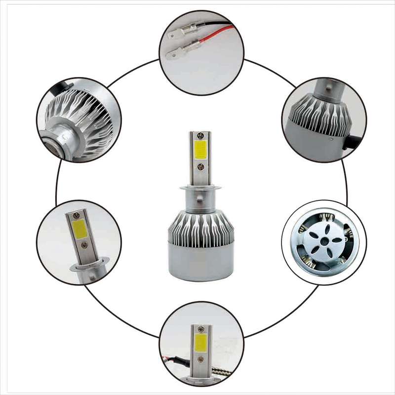 2pcs H3 18W 1800LM 6000K Waterproof IP68 Car Auto LED Headlight with 2 COB LED Lamps, DC 9-36V(White