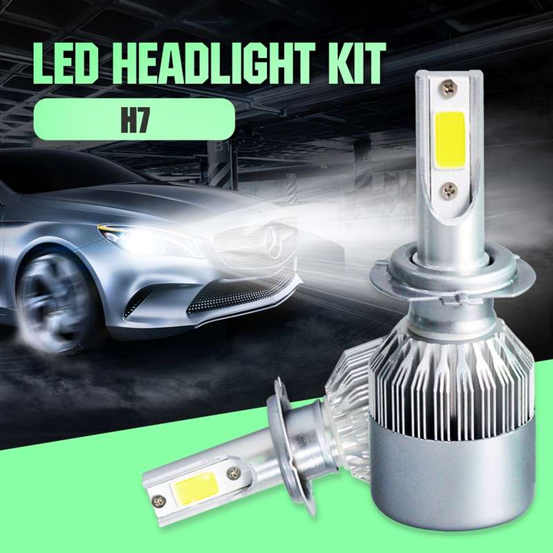 2pcs H7 18W 1800LM 6000K Waterproof IP68 Car Auto LED Headlight with 2 COB LED Lamps, DC 9-36V(White