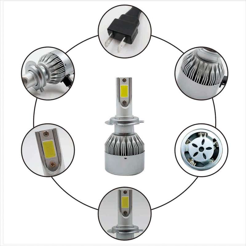 2pcs H7 18W 1800LM 6000K Waterproof IP68 Car Auto LED Headlight with 2 COB LED Lamps, DC 9-36V(White