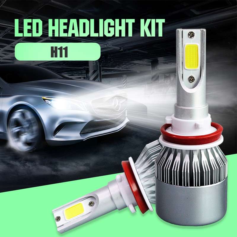 2pcs H8/H11 18W 1800LM 6000K Waterproof IP68 Car Auto LED Headlight with 2 COB LED Lamps, DC 9-