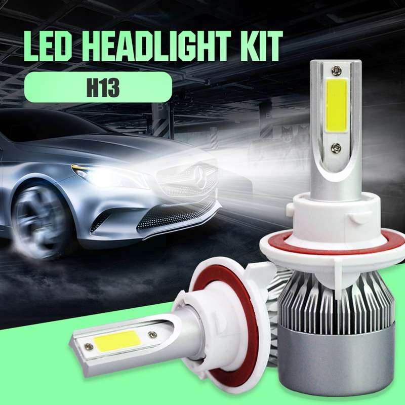 2pcs H13 18W 1800LM 6000K Waterproof IP68 Car Auto LED Headlight with 2 COB LED Lamps, DC 9-36V(Whit