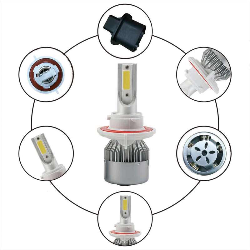 2pcs H13 18W 1800LM 6000K Waterproof IP68 Car Auto LED Headlight with 2 COB LED Lamps, DC 9-36V(Whit