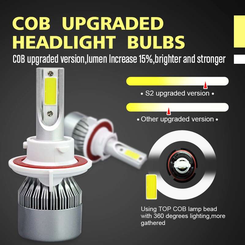 2pcs H13 18W 1800LM 6000K Waterproof IP68 Car Auto LED Headlight with 2 COB LED Lamps, DC 9-36V(Whit