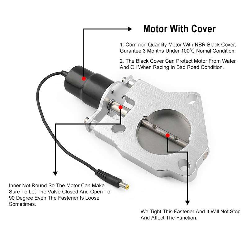 Universal Car 2.5 inch Stainless Steel Racing Electric Exhaust Cutout Valves Control Motor Kit
