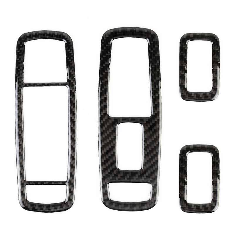 4 PCS Car Window Lift Switch Panel Carbon Fiber Decorative Sticker for Jeep Grand Cherokee 2011-2018