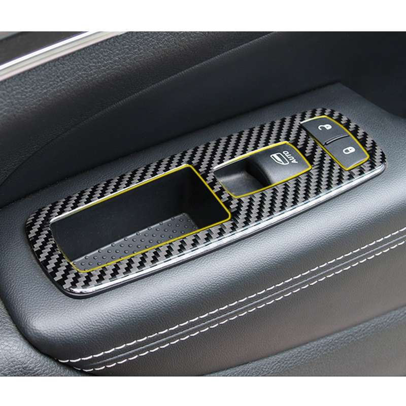 4 PCS Car Window Lift Switch Panel Carbon Fiber Decorative Sticker for Jeep Grand Cherokee 2011-2018