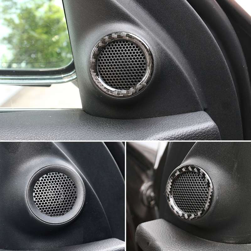2 PCS Car Front Horn Carbon Fiber Decorative Sticker for Jeep Grand Cherokee 2014-2017