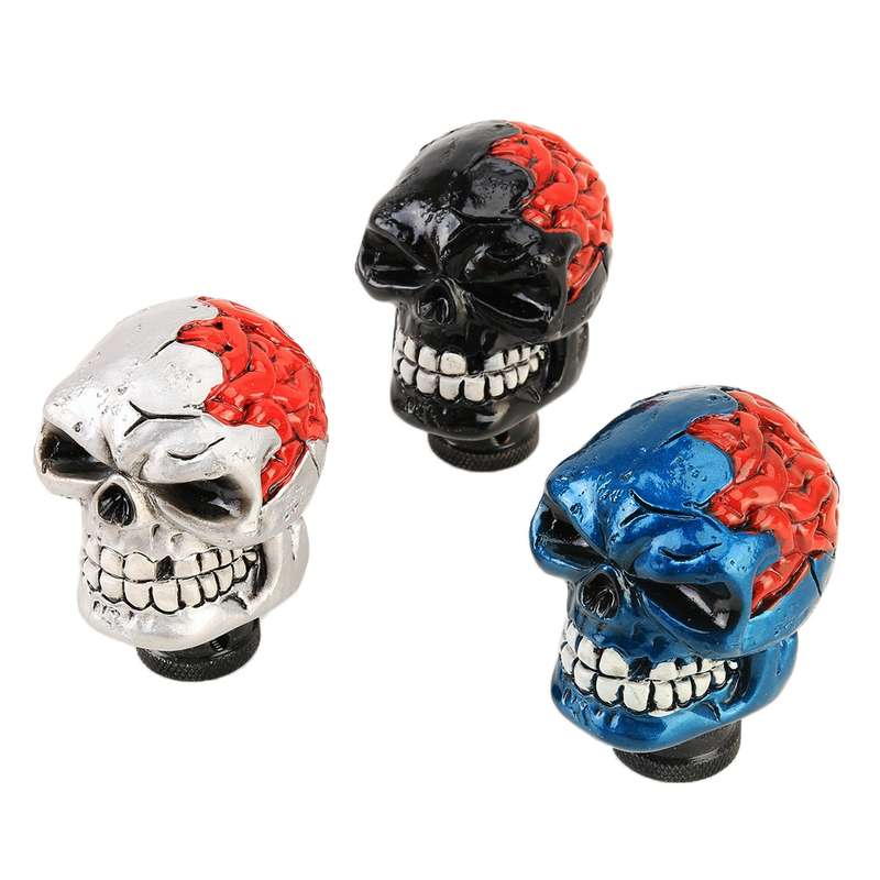 Universal Skull Head Shape Manual or Automatic Gear Shift Knob, Size: 8.7x5.5cm (Black)