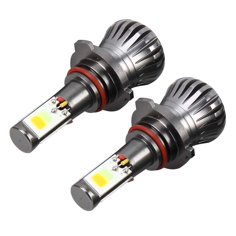 2 PCS 9006 HB4 6W 400LM Car LED Three-side COB Chips Fog Light Lamp Replacement, (White Light+Yellow