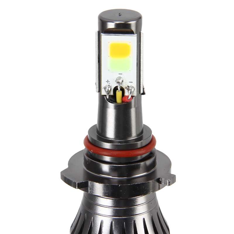 2 PCS 9006 HB4 6W 400LM Car LED Three-side COB Chips Fog Light Lamp Replacement, (White Light+Yellow