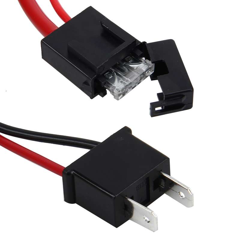 2 PCS Universal H1 Conversion Bulb Harness Wire Plugs Power Wire Adapter Connectors