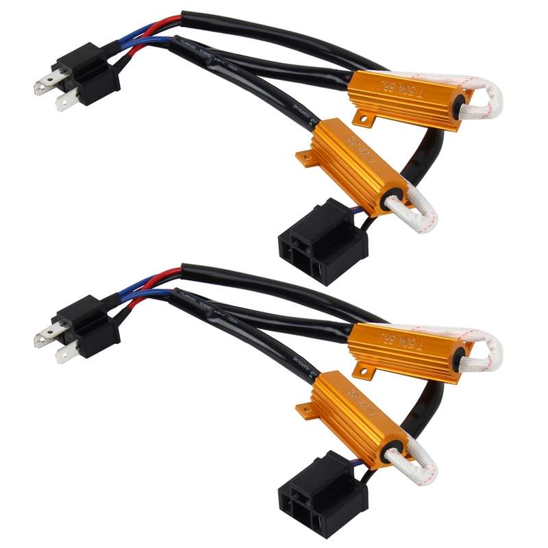 2 PCS H4 Car Canbus Error Canceller Decoder Load Resistor LED 50W 8 Ohm No Blinking Decoder Heat Res