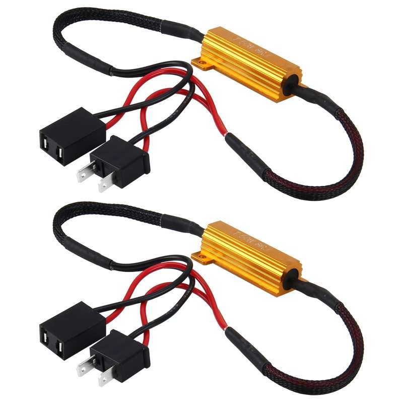 2 PCS H7 Car Canbus Error Canceller Decoder Load Resistor LED 50W 8 Ohm No Blinking Decoder Heat Res