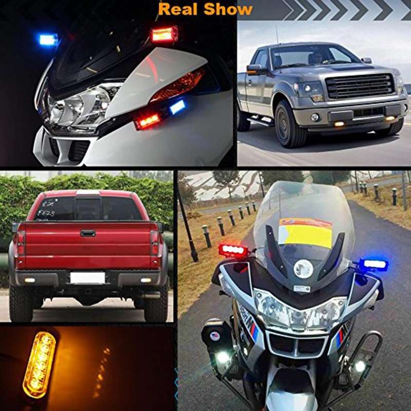 DC 12V-24V 2W 12LEDs SMD-2835 Lamps 17 Flash Patterns 3 Lines Car Flash Lamp Waterproof Car Truck Em