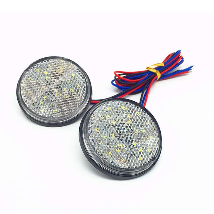 2 PCS Motorcycle Trailer Truck DC 12-15V Wired 24-LED Indicator Lamp Reflector Round Marker Tail Lig