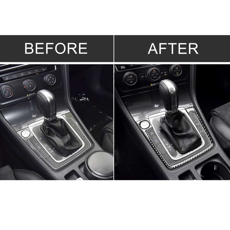 Car Carbon Fiber Gear Position Panel Frame Decorative Sticker for Volkswagen Golf 7 2013-2017, with