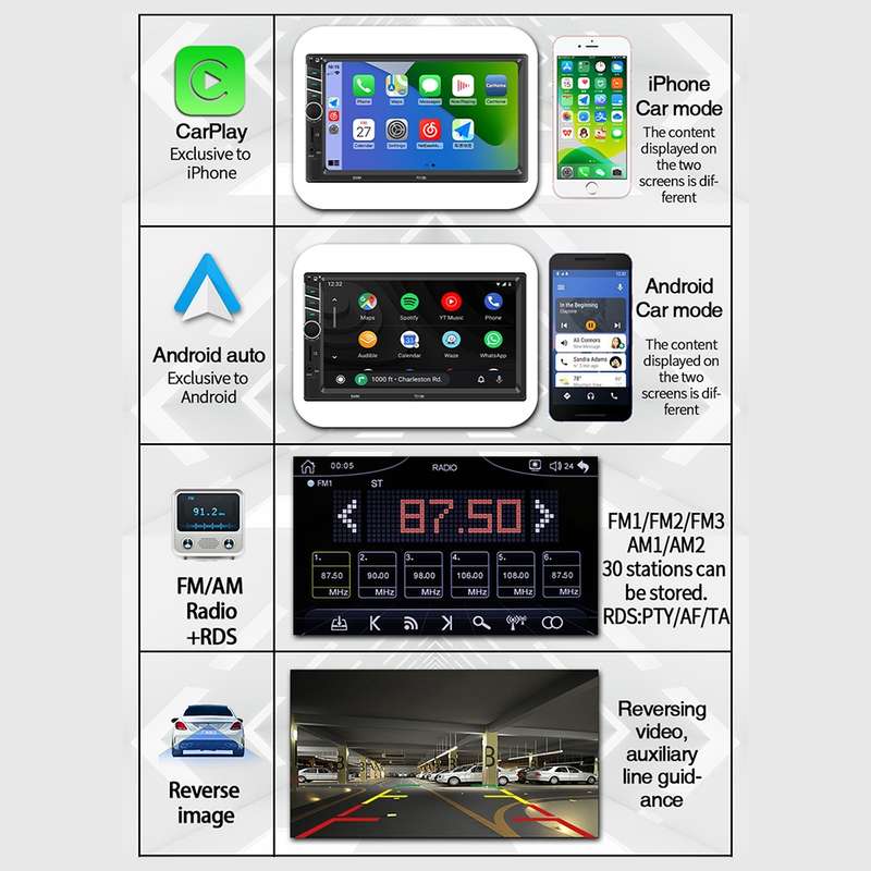 7013B HD 7 inch Car Radio Receiver MP5 Player, Support FM & Bluetooth & TF Card & Phone Link & Wired