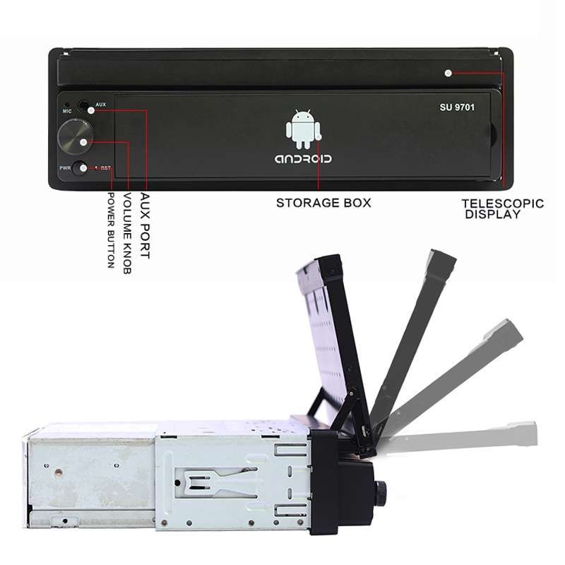 SU 9701 1GB+32GB 7 inch HD Foldable Universal Car Android Radio Receiver MP5 Player, Support FM & Bl