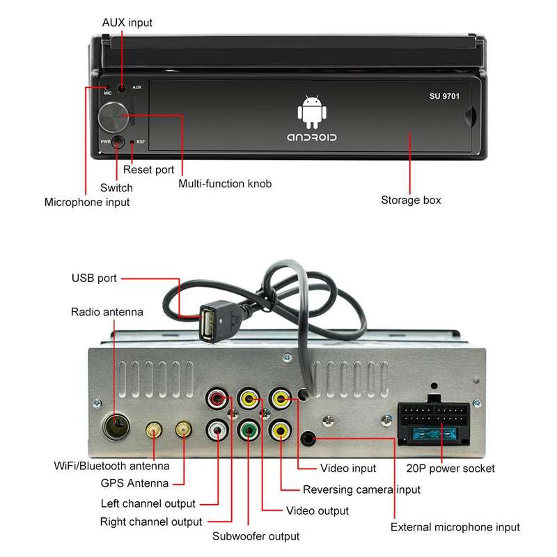 SU 9701 1GB+32GB 7 inch HD Foldable Universal Car Android Radio Receiver MP5 Player, Support FM & Bl