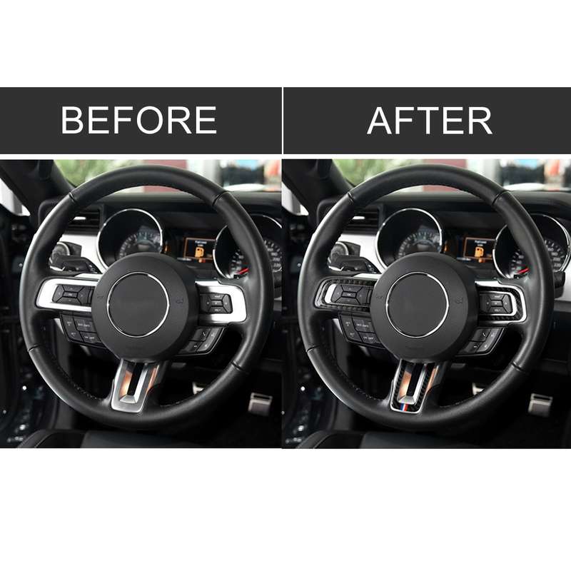 Car USA Color Carbon Fiber Steering Wheel Decorative Sticker for Ford Mustang 2015-2017