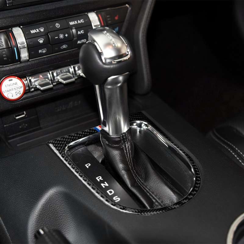 Car USA Color Carbon Fiber Shift Frame Decorative Sticker for Ford Mustang 2015-2017