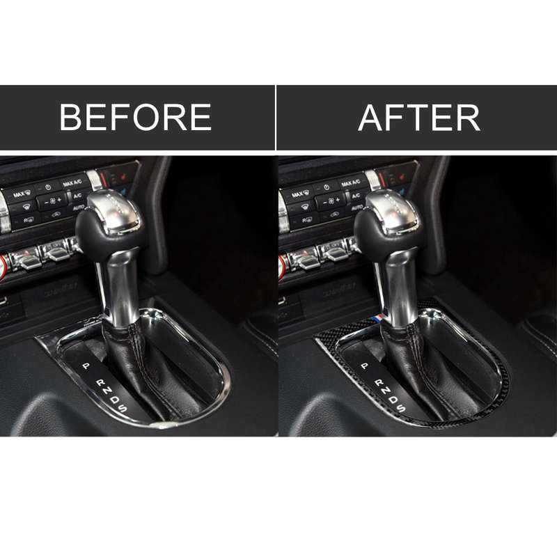 Car USA Color Carbon Fiber Shift Frame Decorative Sticker for Ford Mustang 2015-2017
